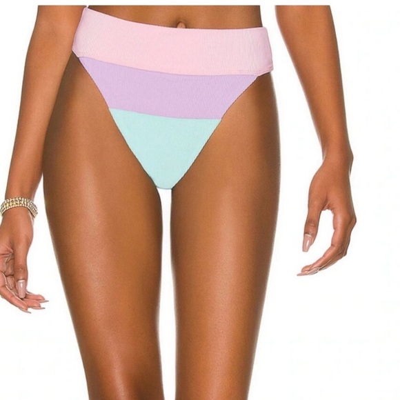 Beach Riot Alexis Pastel Pink and Mint Bikini Bottom